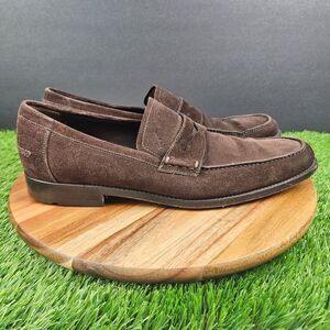 Salvatore Ferragamo Penny Loafers Brown Suede Mens Size 9.5 D Made in Italy